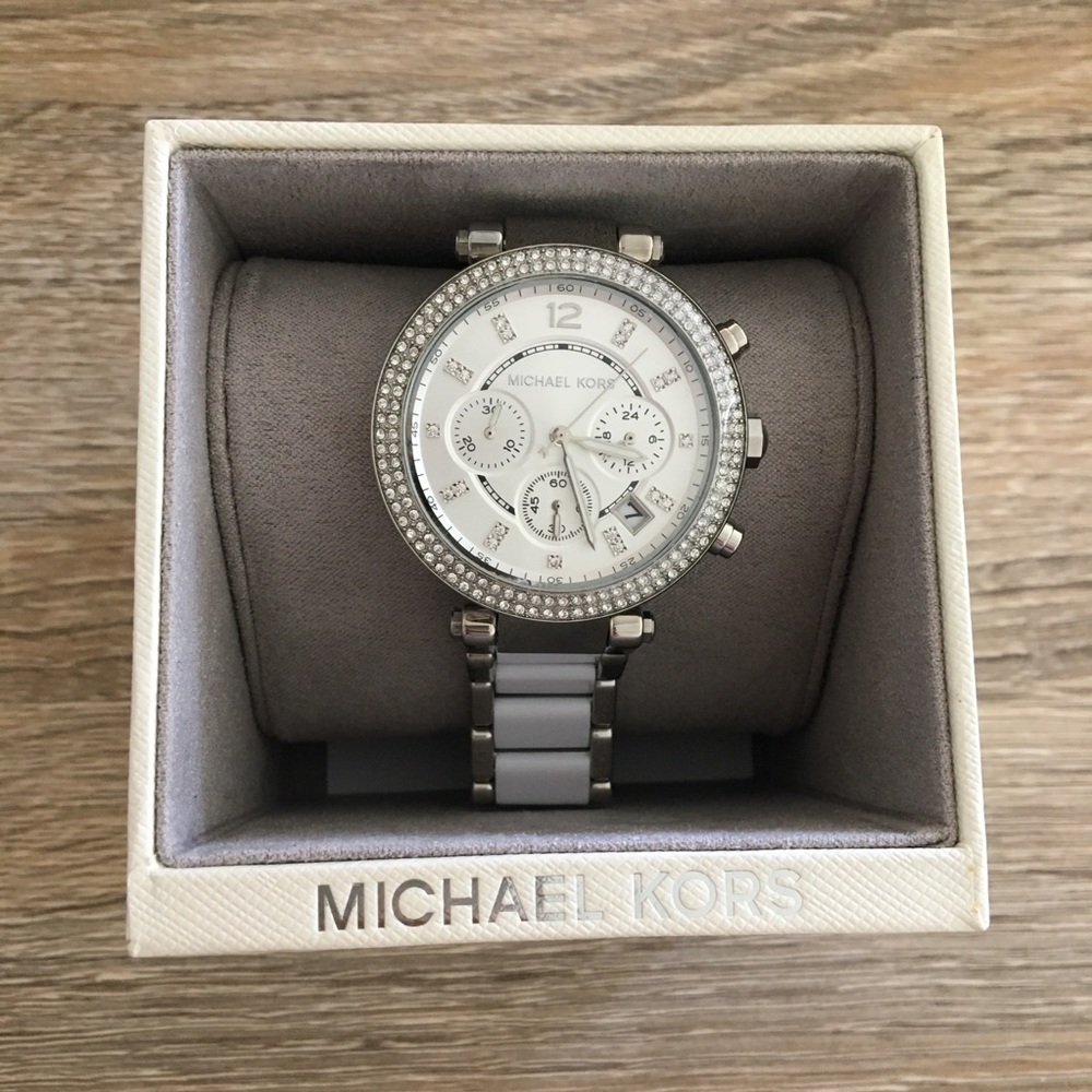 Michael Kors Parker Silver White Acetate Watch